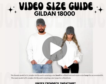 Gildan 18000 Video-Größentabelle, übergroße Größentabelle, Gildan Sweatshirt-Größentabelle, Größentabelle Gildan 18000, Gildan G180 Größentabelle, Paare