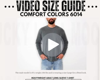 Comfort Colors 6014 Video Size Chart, Comfort Colors 6014 Size Chart, Comfort Colors Mockup, Comfort Colors 6014 Men, Male Model Mockup