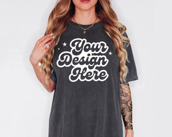 Comfort Colors 1717 Mockup, Pepper Shirt Mockup, 1717 Pepper, Boho Mockup, Oversized Comfort Colors Mockup, T-Shirt Mockup, Pepper Mock Up