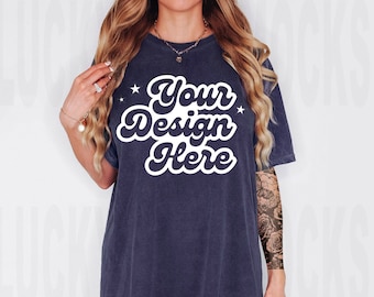 Comfort Colors True Navy Mock Up, Comfort Colors 1717 Mockup, Oversized Comfort Colors Mockup, T-Shirt Mockup, Navy Shirt Mockup