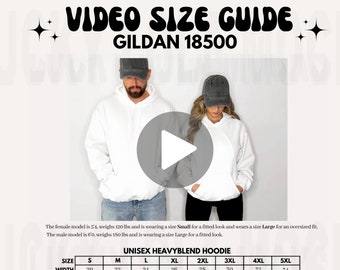 Tableau des tailles vidéo Gildan 18500, Tableau des tailles surdimensionné, Tableau des tailles de la veste à capuche Gildan, Tableau des tailles Gildan 18500, Tableau des tailles Gildan G185