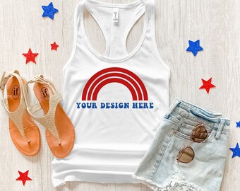 Next Level 1533 White Mockup, Next Level 1533 White Tank Top Mockup, Racerback Tank Mockup, Tank Top Mockup, 4th of July Mockup, Boho Mockup