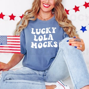 Comfort Colors C1717 Blue Jean - Blue Shirt Mockup - Comfort Colors Mockup - C1717 mockup - Model Mockup - 4th of July Mockup