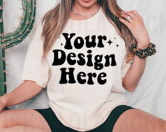 Bella Canvas 3001 Natural Mockup, Bella Canvas 3001 Tshirt Mockup, Bella Canvas 3001 Mockup, Model Mockup, Natural Shirt Mockup, Boho Mockup