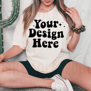 Bella Canvas 3001 Natural Mockup, Bella Canvas 3001 Tshirt Mockup, Bella Canvas 3001 Mockup, Model Mockup, Natural Shirt Mockup, Boho Mockup