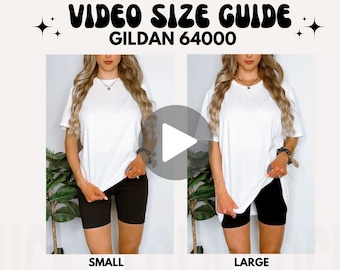 Gildan 64000 Video Size Chart, Size Chart Mockup, Oversized Size Chart, Video Size Chart, Video Size Guide, Gildan 6400 Size Chart