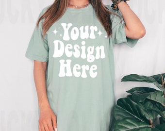 Comfort Colors C1717 Bay Shirt Mockup, Comfort Colors Bay Mockup, Model Mockup, Boho Mockup, Oversized Mockup, Bay Tshirt Mockup