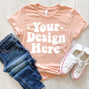 Bella Canvas 3001 Heather Peach Mockup, Bella Canvas T Shirt Mockup, 3001 Peach Shirt Mockup, Bella Canvas 3001 Mockup, Cute Mockup, Boho