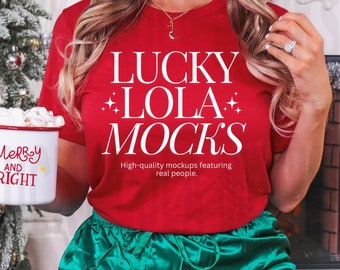 Bella Canvas 3001 Red Christmas Mockup, 3001 Red Mockup, Bella Canvas 3001 Mockup, Red Shirt Mockup, Christmas Shirt Mockup
