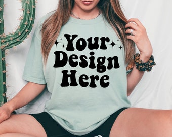 Comfort Colors C1717 Bay Shirt Mockup, Comfort Colors Bay Mockup, Model Mockup, Boho Mockup, Oversized Mockup, Bay Tshirt Mockup