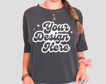 Comfort Colors Pepper Mockup, 1717 Pepper Mockup, Model Mockup, C1717 Pepper Mockup, Comfort Colors Oversized Mockup, Pepper Shirt Mockup