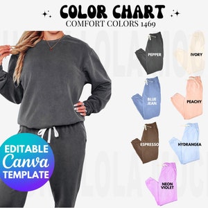 Comfort Colors 1469 Color Chart, Comfort Colors Sweatpants Mockup, Comfort Colors 1466 and Pants Outfit Mockups, Sweatpants Color Chart