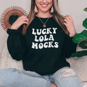 Gildan 18000 Black Sweatshirt Mockup, Black Sweatshirt Mockup, Gildan Mockup, Model Mockup, 18000 Mockup, Boho Mockup, Black Sweater Mockup