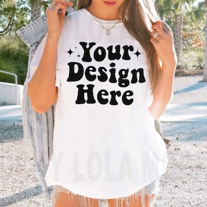 Comfort Colors C1717 Mockup, White Shirt Mockup, 1717 White Mockup, Model Mockup, Comfort Colors White Mockup, White T-Shirt Mockup