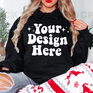 Gildan 18500 Mockup, Christmas Mockup, Gildan Black Hoodie Mockup, Oversized Hoodie Mockup, Gildan Model Mockup, Gildan Mockup Black