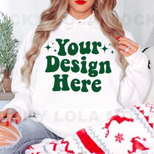 Gildan 18500 Mockup, Christmas Mockup, Gildan White Hoodie Mockup, Oversized Hoodie Mockup, Gildan Mockup White, 18500 Model Mockup