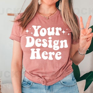 3001 Heather Mauve Mockup, Bella Canvas 3001 Mockup, Model Mockup, Boho Mockup, Bella Canvas Heather Mauve Mockup, 3001 Shirt Mockup