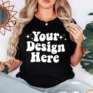 Bella Canvas 3001 Black Mockup, Bella Canvas 3001 Mockup, Model Mockup, Oversized Shirt Mockup, Bella Canvas Black Mockup