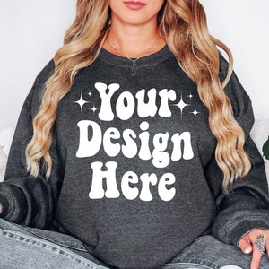 Dark Heather Gildan 18000 Mockup, Gildan Sweatshirt Mockup, 18000 Dark Heather, Gildan Sweatshirt Mockup, Oversized Sweatshirt Mockup