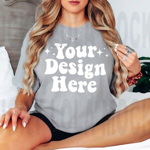 Comfort Colors Grey Mockup, 1717 Grey, C1717 Grey, Comfort Colors 1717 Mockup, Model Mockup, Boho Mockup, Gray Shirt Mock Up, C1717 Mockup