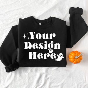 Gildan 18000 Mockup, Gildan 18000 Black Mockup, Black Sweatshirt Mockup, Halloween Mockup, Boho Mockup, Gildan Sweatshirt Mockup