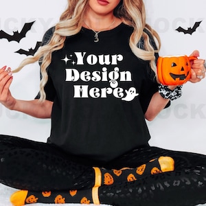 Comfort Colors C1717 Mockup, Halloween Mockup Shirt, Black Shirt Mockup, 1717 Black Mockup, Model Mockup, 1717 Halloween Mockup, Oversized