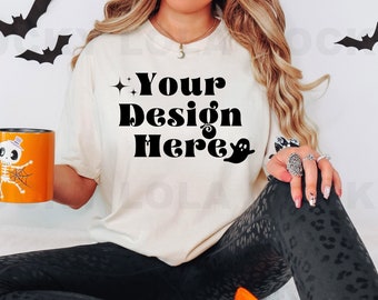 Comfort Colors Ivory Mockup, Comfort Colors Mockup, C1717 Ivory, Oversized Shirt Mockup, Tshirt Mockup, Spooky Mockup, Halloween Mockup