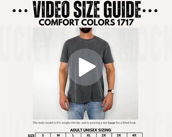 Comfort Colors Video Size Chart, Mens Size Chart, Mens Shirt Size Chart, 1717 Size Chart, Comfort Colors 1717 Size Chart, Size Chart Mockup