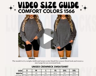 Comfort Colors 1566 Video Size Chart, Oversized Comfort Colors Size Chart, Size Chart Mockup, Comfort Colors Mockup, Oversized Size Chart