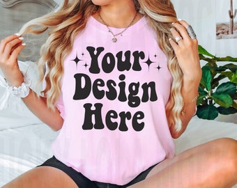Comfort Colors C1717 Mockup, Blossom Mockup, 1717 Blossom, Boho Model Mockup, Oversized Mockup, Tshirt Mockup, Comfort Colors Blossom Mockup