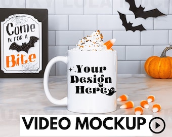 Video Mockup, 11oz Mug Mockup, 11oz Coffee Mug Mockup, Blank Mug Mockup, Coffee Mug Mockup, Halloween Mockup, Halloween Mug, Fall Mockup