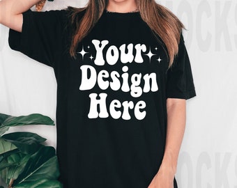 Bella Canvas 3001 Black Mockup, Bella Canvas 3001 Tshirt Mockup, Bella Canvas 3001 Mockup, Model Mockup, Black Shirt Mockup, Boho Mockup