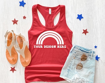 Next Level 1533 Red Mockup, Next Level 1533 Red Tank Top Mockup, Racerback Tank Mockup, Tank Top Mockup, 4th of July Mockup, Boho Mockup