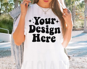 Comfort Colors C1717 Mockup, White Shirt Mockup, 1717 White Mockup, Model Mockup, Comfort Colors White Mockup, White T-Shirt Mockup