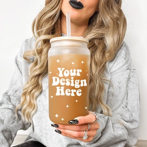 Frosted Libbey Mockup, Glass Can Mockup, 16 oz Glass Can Mock Up, Frosted Glass Cup Mockup, Mug Mockup, Glass Beer Can Mockup, Libbey Mockup