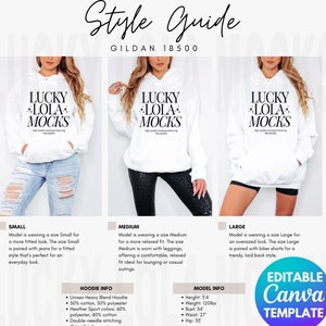 Style Guide - Gildan 18500, Gildan 18500 Mockup, Gildan 18500 Size Chart, Gildan 18500 Style Guide, Gildan 18500 Hoodie Mockup