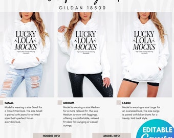 Style Guide - Gildan 18500, Gildan 18500 Mockup, Gildan 18500 Size Chart, Gildan 18500 Style Guide, Gildan 18500 Hoodie Mockup