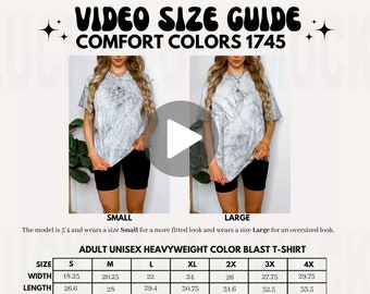 Comfort Colors 1745 Video Maatgids, Color Blast Maattabel Mockup, 1745 Mockup, Comfort Colors Color Blast Mockup, Maattabel Mockup