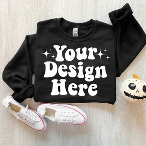 Gildan 18000 Mockup, Gildan 18000 Black Mockup, Black Sweatshirt Mockup, Halloween Mockup, Boho Mockup, Gildan Sweatshirt Mockup