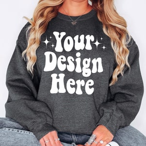 Gildan 18000 Dark Heather Mockup, Dark Heather Gildan 18000 Mockup, Gildan Sweatshirt Mockup, Gildan Sweatshirt Mockup, Oversized Mockup