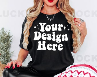 Comfort Colors C1717 Mockup, Black Shirt Mockup, 1717 Black Mockup, Comfort Colors Christmas Mockup, Oversized Mockup, Black T-Shirt Mockup