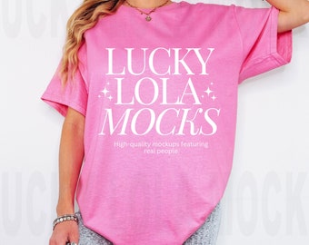 Gildan 5000 Azalea Mockup, Gildan 5000 Mockup, Gildan Shirt Mockup, Model Mockup, Pink Shirt Mockup, g5000 Mockup, Oversized Mockup