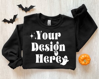 Gildan 18000 Mockup, Gildan 18000 Black Mockup, Black Sweatshirt Mockup, Halloween Mockup, Boho Mockup, Gildan Sweatshirt Mockup,