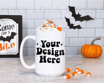 15oz White Mug Mockup, 15oz Mug Mockup, 15oz Coffee Mug Mockup, Blank Mug Mockup, Coffee Mug Mockup, Halloween Mockup, Halloween Mug,