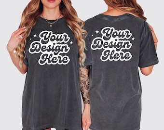 Front and Back Comfort Colors Pepper Mockup, Back Mockup, Front Back Mockup, C1717 Pepper T Shirt Mock Up, Oversized Mockup, Model Mockup