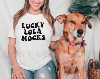 Bella Canvas 3001 White Mockup, Bella Canvas Shirt Mockup, Dog Shirt Mockup, Model Mockup, Mockup With Dog, White T-shirt Mockup