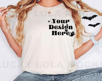 Comfort Colors Halloween Mockup, Comfort Colors Mockup, C1717 Ivory, Oversized Shirt Mockup, Tshirt Mockup, Spooky Mockup, Halloween Mockup