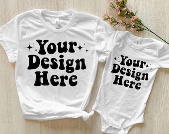 Bella Canvas 3001 Mockup, Mommy and Me Shirt Mockup, Bella Canvas 3001 and Bella Canvas 100b White Mockup, Mommy and Baby Bodysuit Mockup,