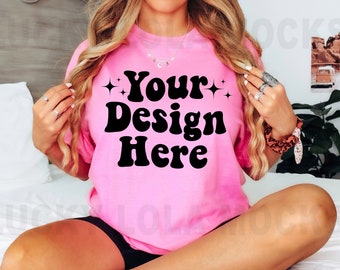 Gildan 5000 Azalea Mockup, Azalea Gildan 5000 Mockup, Gildan Shirt Mockup, Model Mockup, Boho Mockup, G5000 T-Shirt Mockup, Pink Shirt