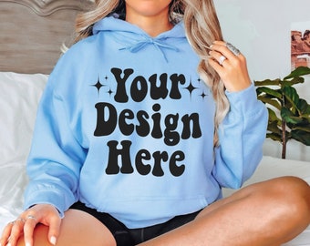 Gildan 18500 Mockup, Light Blue Hoodie Mockup, Gildan Hoodie Mockup, Oversized Hoodie Mockup, Gildan Model Mockup, 18500 Model Mockup